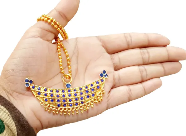 Assamese_Traditional_Gold_Plated_Blue_Stone_Joonbiri_Chain_Pendant_For_Girls_&_Women
